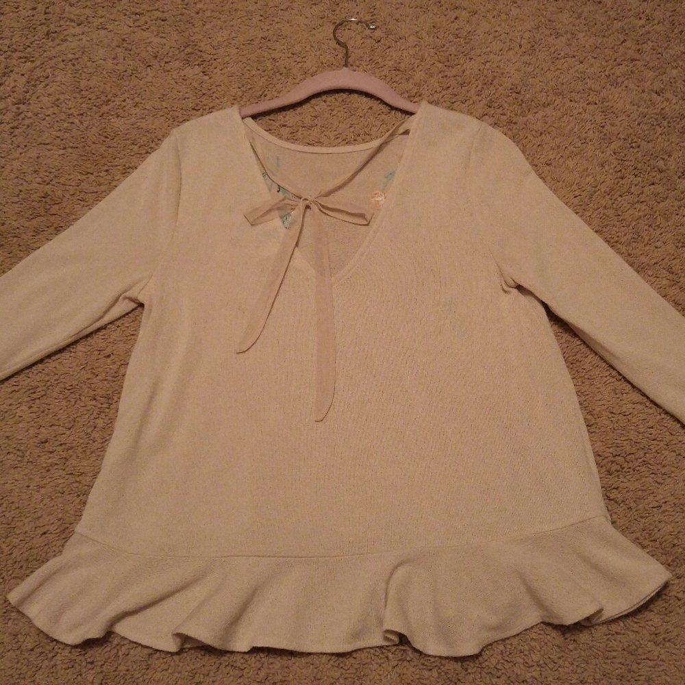 Embroidered, Beaded Floral Sweater Top - Picture 4 of 6